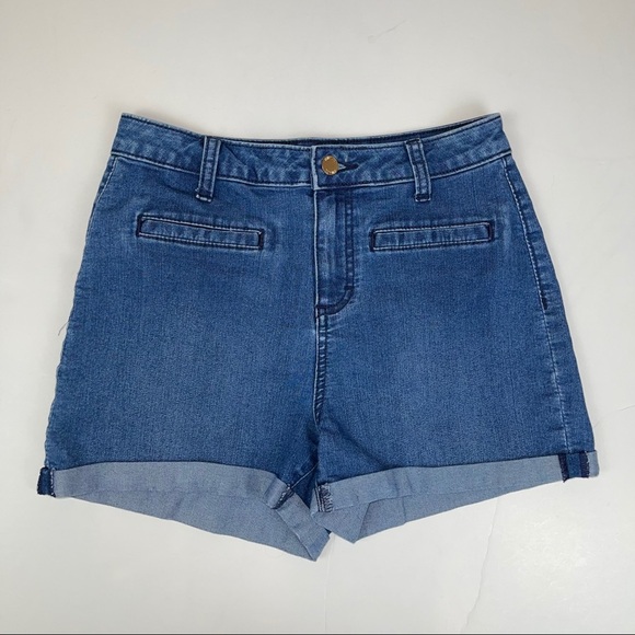 Jennifer Lopez High Rise Denim Shorts Medium Wash - Picture 4 of 16